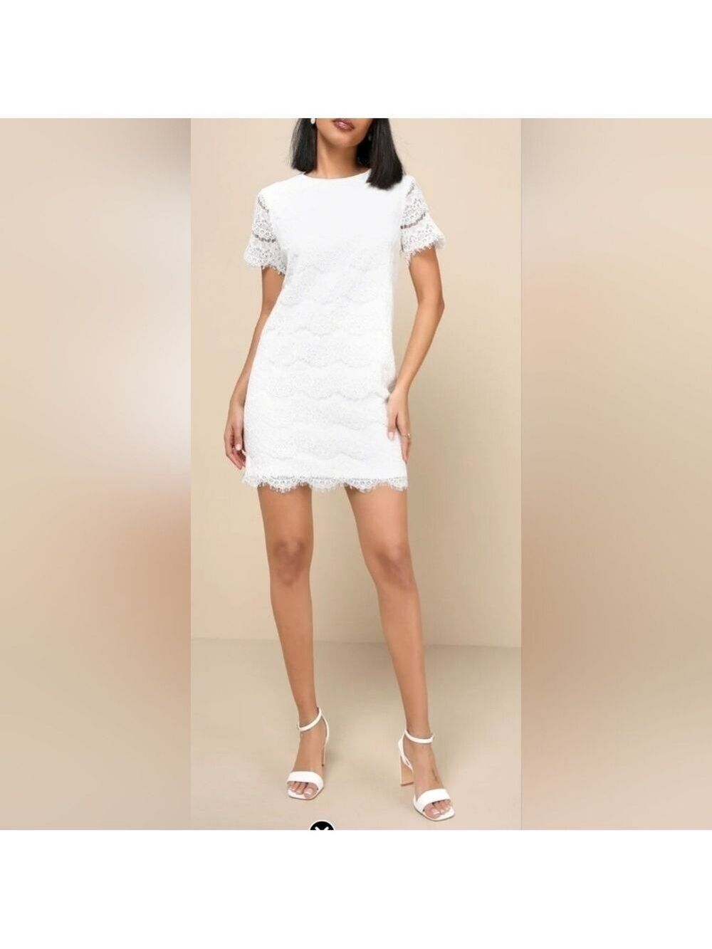 Lulus Women's Take Me To Brunch Ivory Shift Dress, Size Large